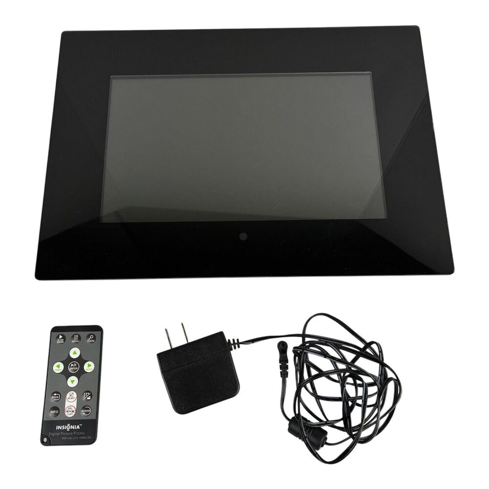 INSIGNIA Digital Photo Frame NS-DPF10wa-09 10.2" Power Cord & Remote - Tested
